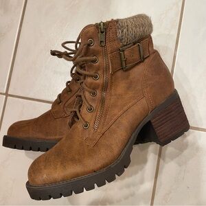 Brown Lace-Up Ankle Boots